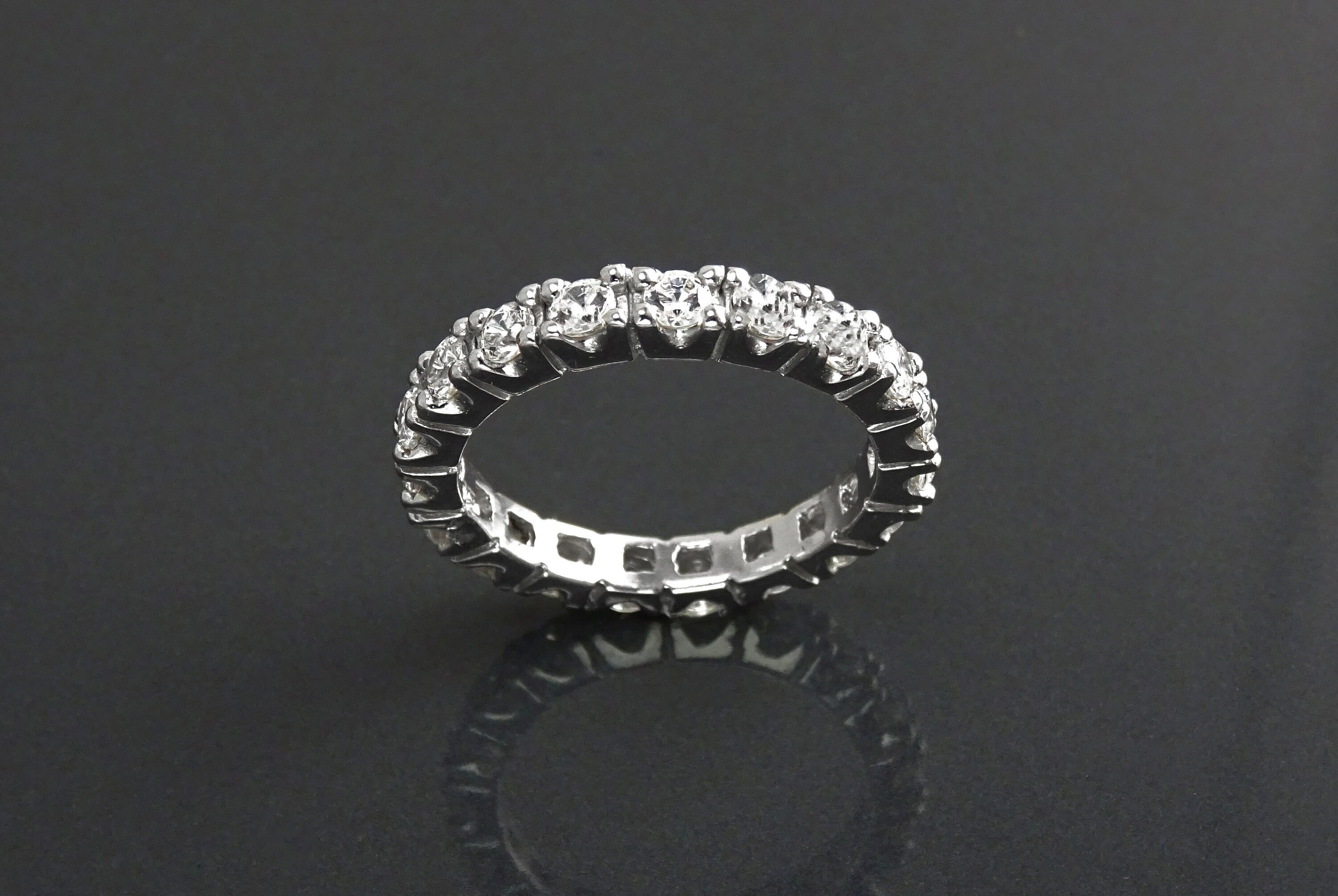 Full Eternity Band, Sterling Silver Wedding Ring, Cubic Zirconia Bridal Jewelry