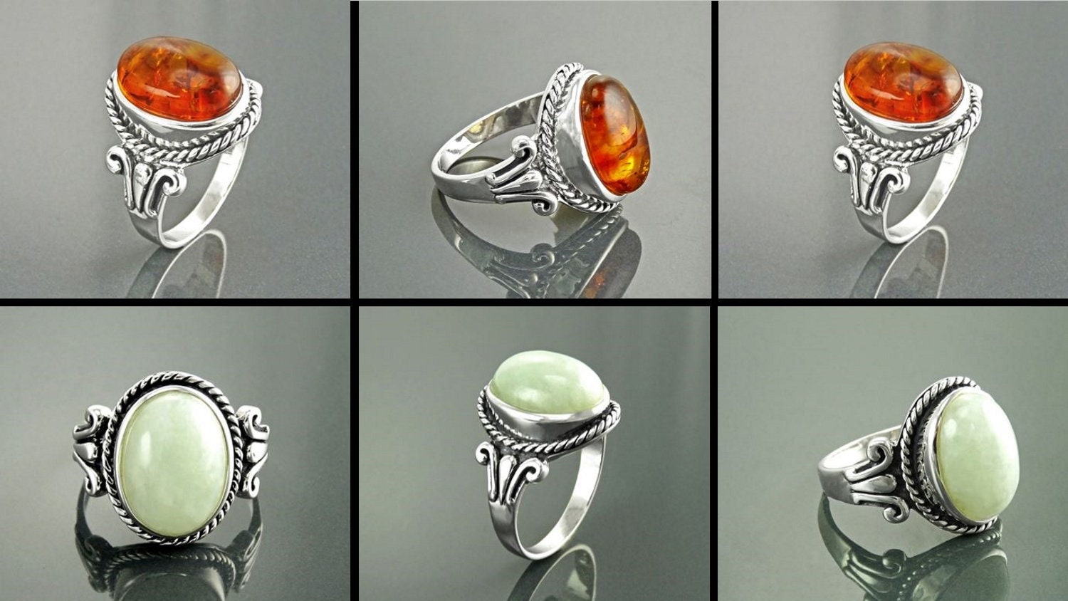 Oval Amber Gemstone Ring, Sterling Silver Rope Shank, Boho Unisex Jewelry By KRAMIKE