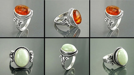 Oval Amber Gemstone Ring, Sterling Silver Rope Shank, Boho Unisex Jewelry By KRAMIKE