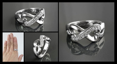 Sterling Silver Heart Infinity Ring • Eternity Promise Band