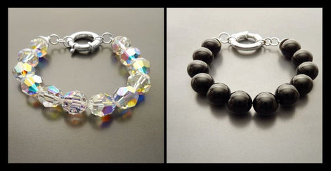 Onyx Stone Bracelet - Black Onyx stones balls Bracelet - 10mm ball Beads - Sterling Silver - Spring Ring Clasp - Gemstone Beaded Bracelet