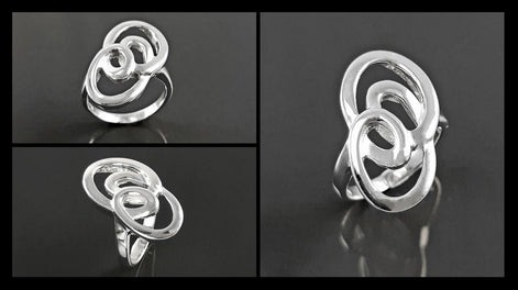 Sterling Silver Infinity Ring, Modern Minimalist Graphic Curl Jewelry