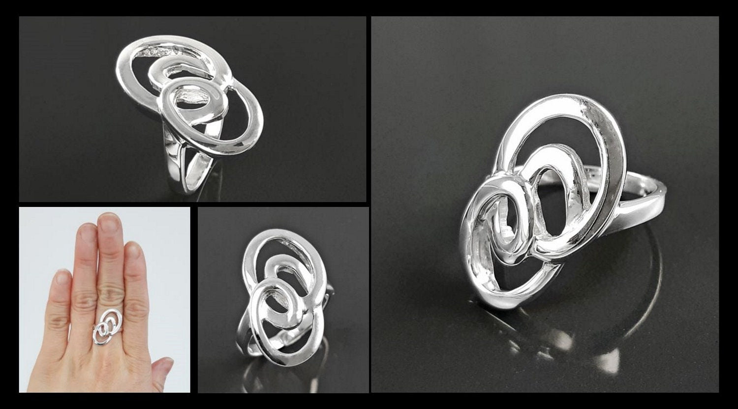Sterling Silver Infinity Ring, Modern Minimalist Graphic Curl Jewelry