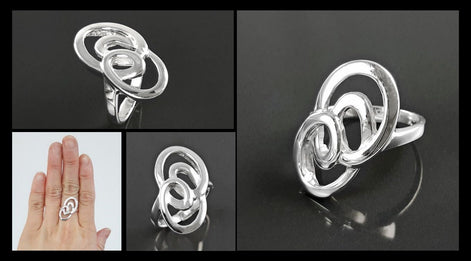 Sterling Silver Infinity Ring, Modern Minimalist Graphic Curl Jewelry