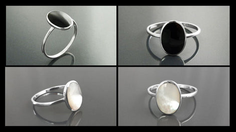Oval Turquoise Ring, Sterling Silver, Flat Genuine Turquoise stone, Small Everyday blue Stone jewelry, Modern Minimalist Style Ring