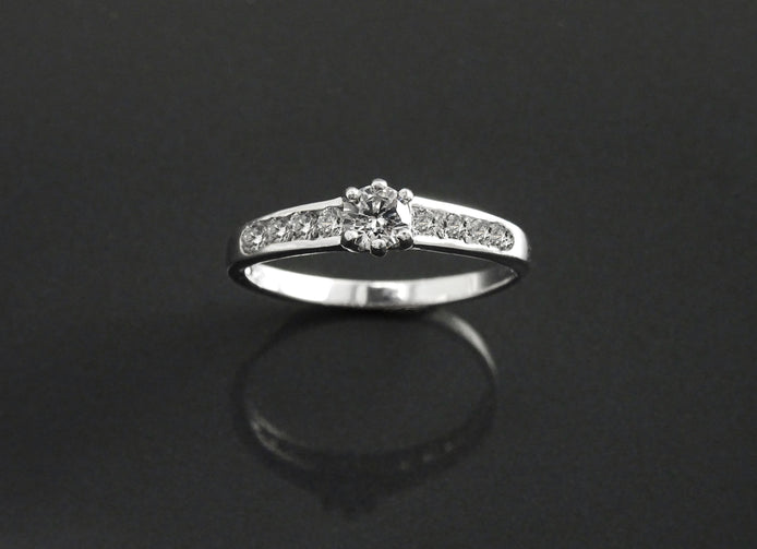 Sterling Silver Solitaire Promise Ring, Half Eternity Band, CZ Stones