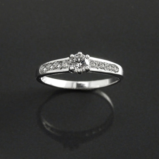 Sterling Silver Solitaire Promise Ring, Half Eternity Band, CZ Stones