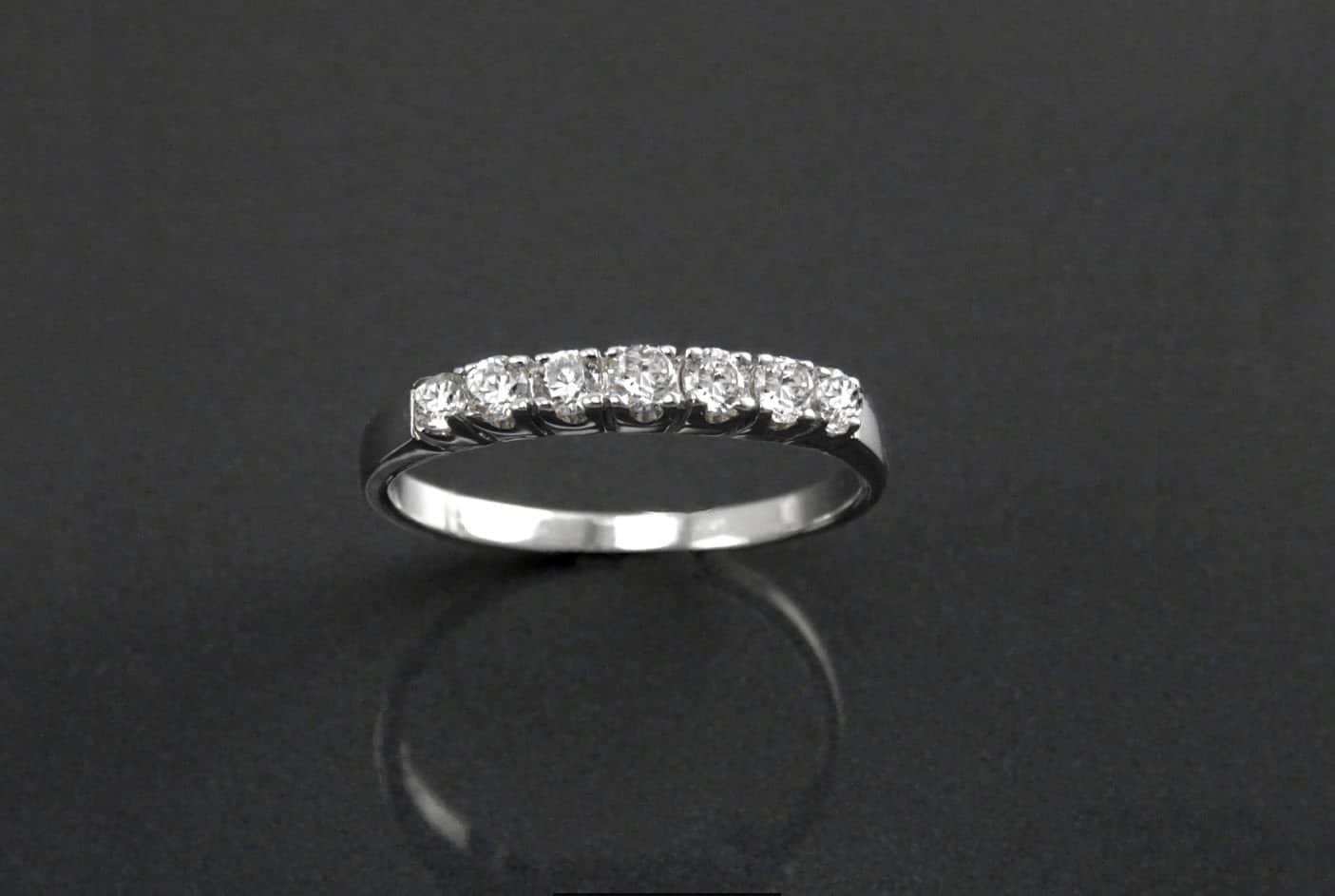 Half Eternity Diamond Ring by KRAMIKE • Sterling Silver • Sparkling Stones Promise Band • Perfect for Wedding, Anniversary, and Gift • KR036