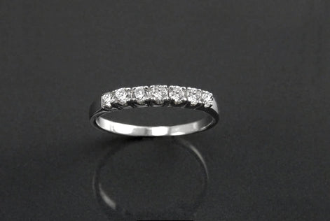 Half Eternity Diamond Ring by KRAMIKE • Sterling Silver • Sparkling Stones Promise Band • Perfect for Wedding, Anniversary, and Gift • KR036