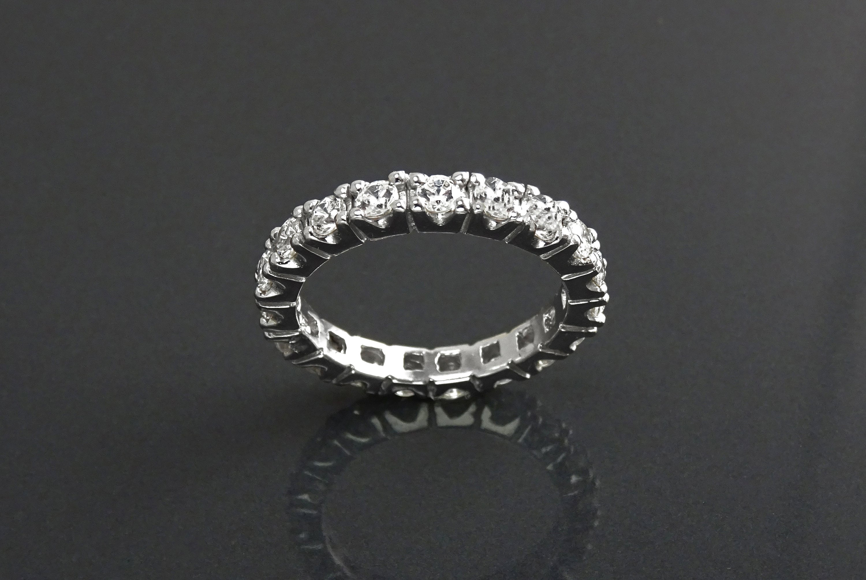 Full Eternity Band, Sterling Silver Wedding Ring, Cubic Zirconia Bridal Jewelry