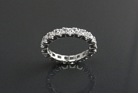 Full Eternity Band, Sterling Silver Wedding Ring, Cubic Zirconia Bridal Jewelry