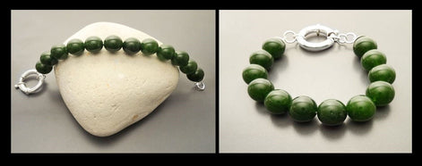 Big Green Agate Ball Bracelet, Sterling Silver Spring Clasp, Genuine Green Agate Stones Balls Beads, Gemstone Beaded 10mm Diameter Green