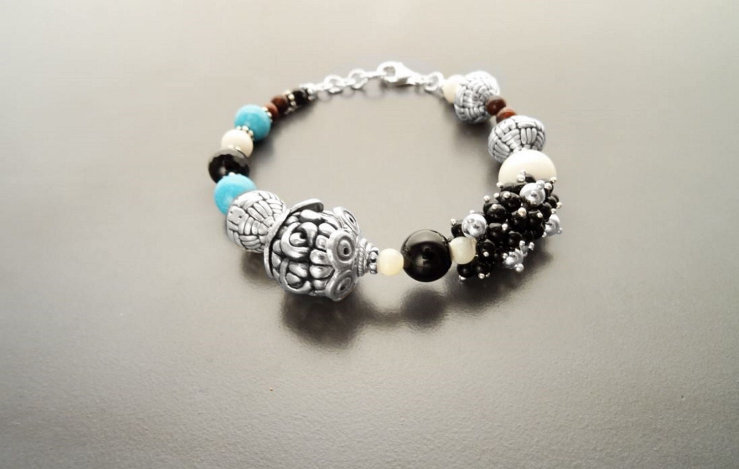 Boho Turquoise Bracelet - Sterling Silver - Tibetan Gemstone Beads - Indie Bracelet - Boho Bracelet - Hipster Bracelet - Gypsy Bracelet