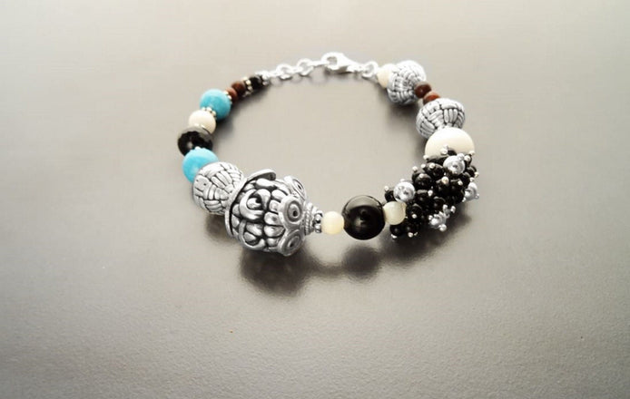 Boho Turquoise Bracelet - Sterling Silver - Tibetan Gemstone Beads - Indie Bracelet - Boho Bracelet - Hipster Bracelet - Gypsy Bracelet