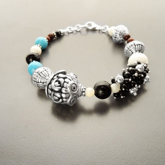 Boho Turquoise Bracelet - Sterling Silver - Tibetan Gemstone Beads - Indie Bracelet - Boho Bracelet - Hipster Bracelet - Gypsy Bracelet
