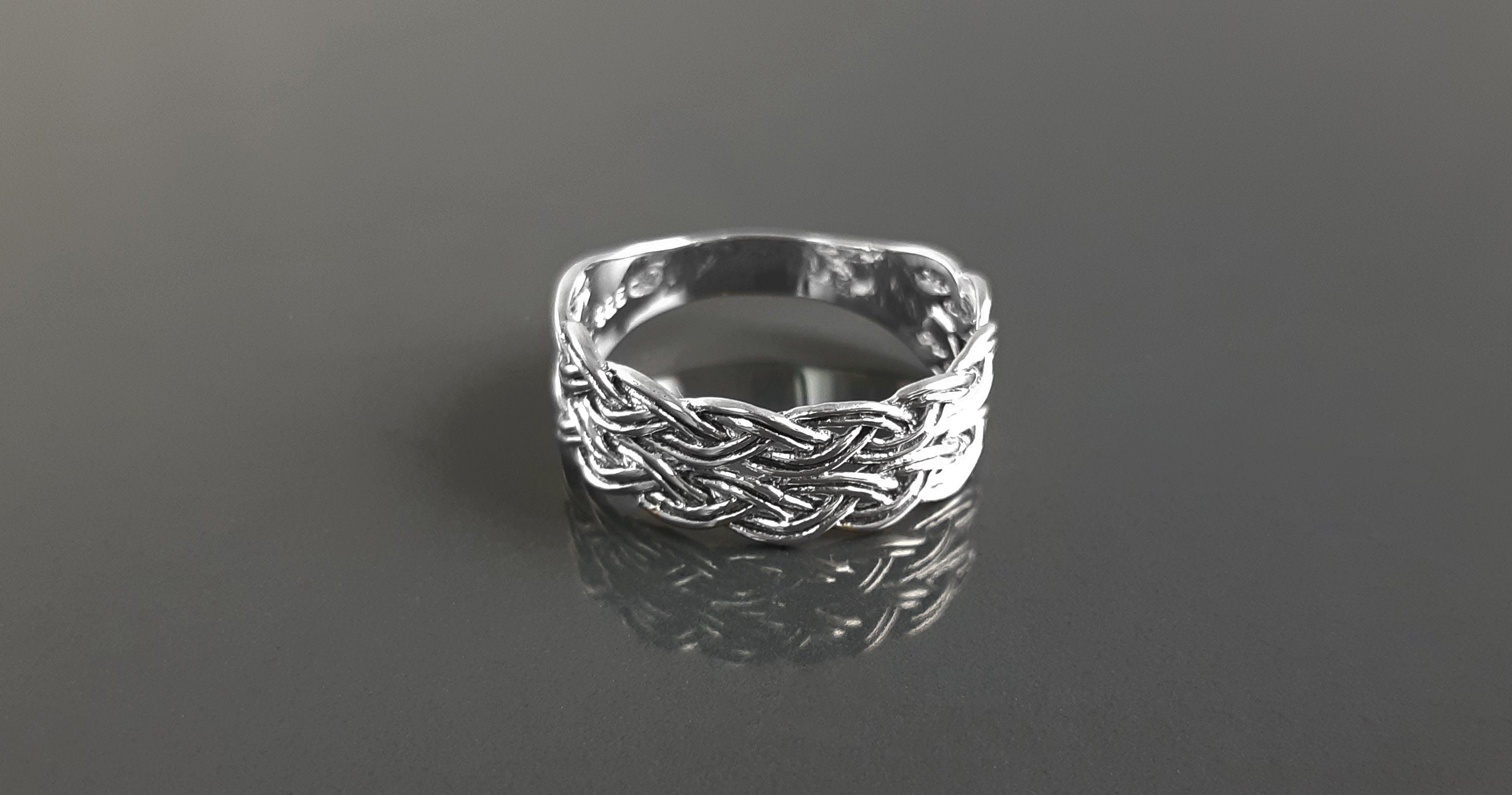 Celtic Ring, Plain Silver Ring, Silver Men Ring, Large Ring, Silver Tribal Rings, Celt Braided Ring, Silver 925, Gift