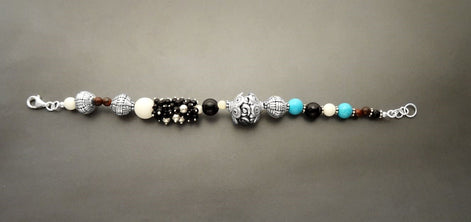 Boho Turquoise Bracelet - Sterling Silver - Tibetan Gemstone Beads - Indie Bracelet - Boho Bracelet - Hipster Bracelet - Gypsy Bracelet