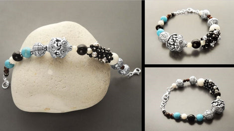 Boho Turquoise Bracelet - Sterling Silver - Tibetan Gemstone Beads - Indie Bracelet - Boho Bracelet - Hipster Bracelet - Gypsy Bracelet