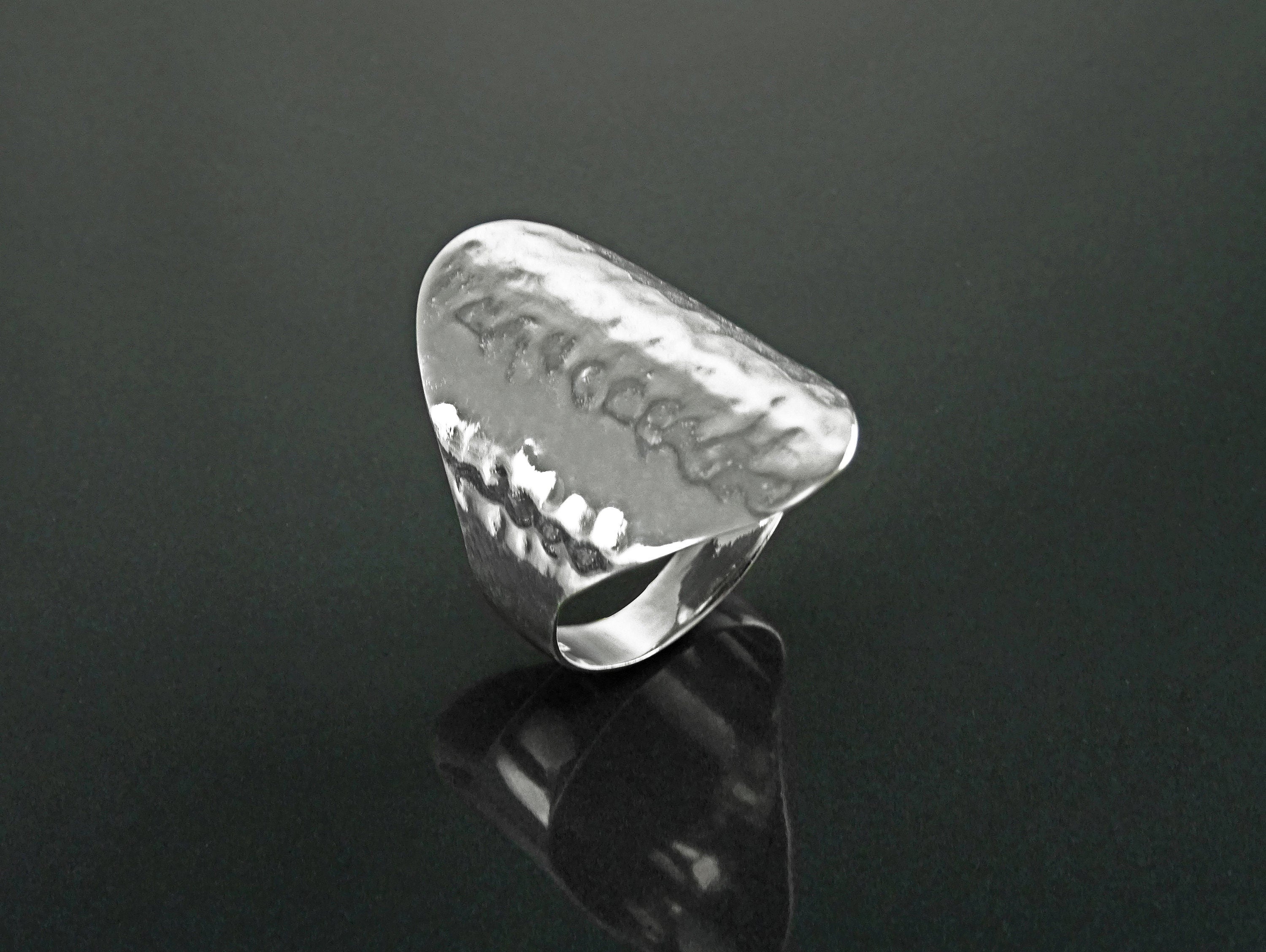 Hammered Ring, Sterling Silver, Oval Armor Ring, Dimpled Textured Ring, Designer Modern Ring, Minimalist Ring, gift idea for her