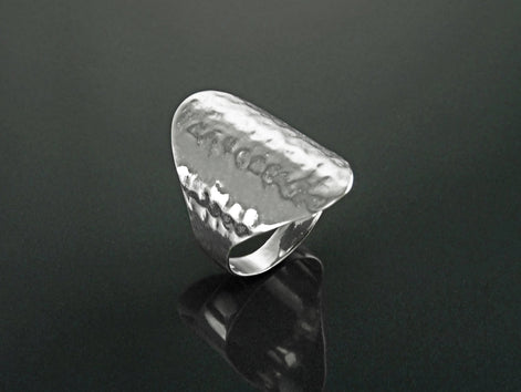 Hammered Ring, Sterling Silver, Oval Armor Ring, Dimpled Textured Ring, Designer Modern Ring, Minimalist Ring, gift idea for her