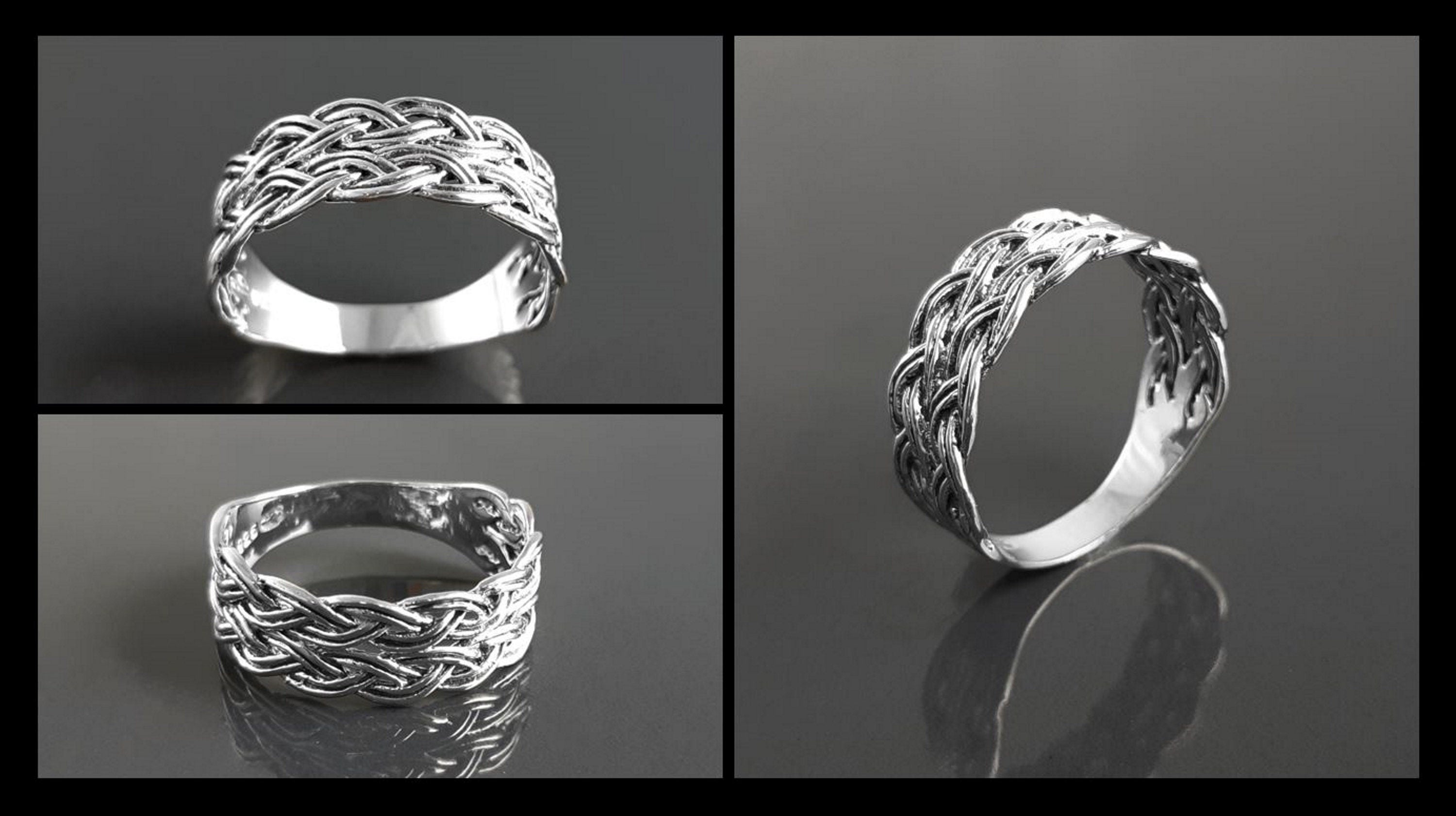 Celtic Ring, Plain Silver Ring, Silver Men Ring, Large Ring, Silver Tribal Rings, Celt Braided Ring, Silver 925, Gift