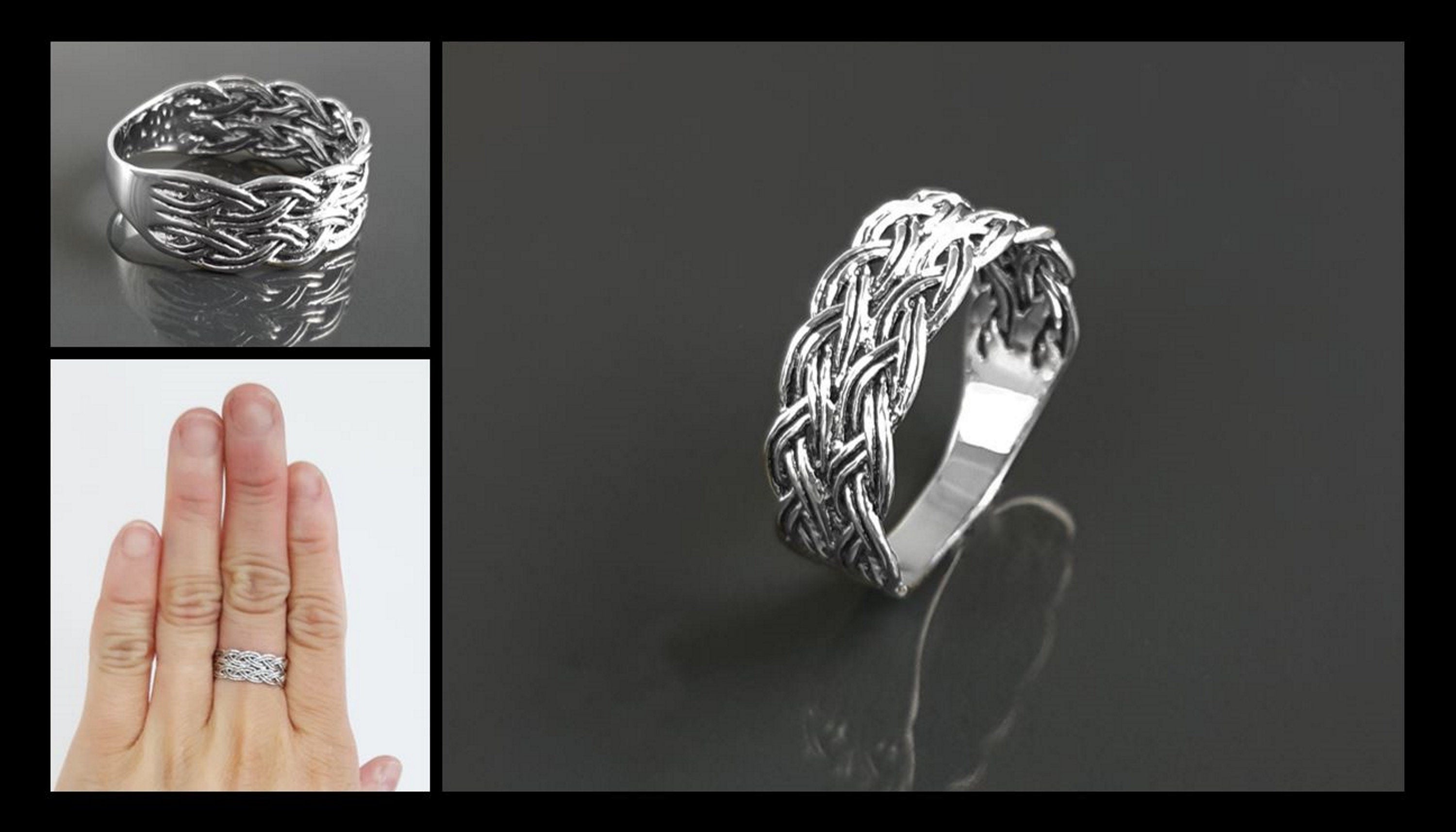 Celtic Ring, Plain Silver Ring, Silver Men Ring, Large Ring, Silver Tribal Rings, Celt Braided Ring, Silver 925, Gift