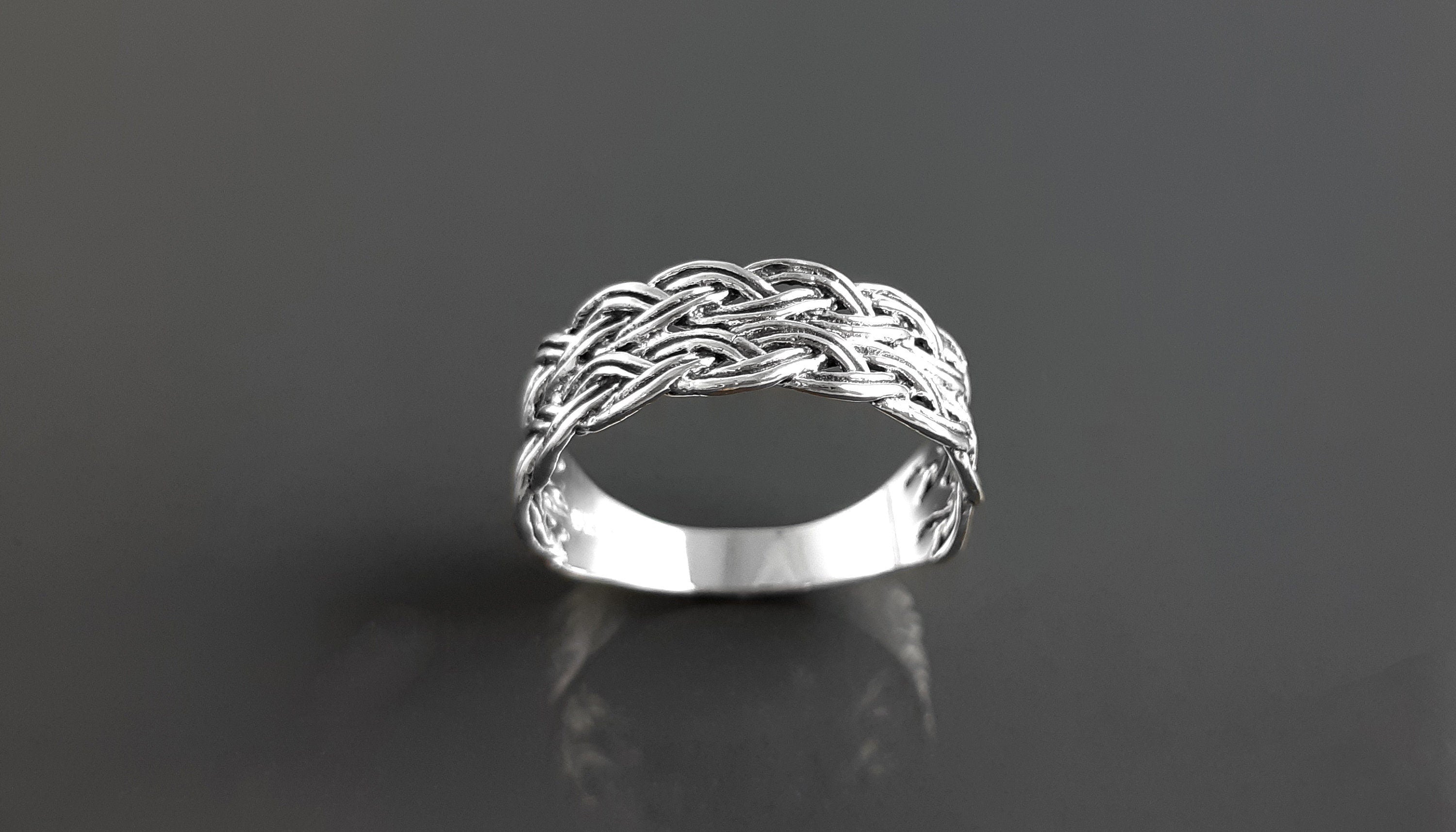 Celtic Ring, Plain Silver Ring, Silver Men Ring, Large Ring, Silver Tribal Rings, Celt Braided Ring, Silver 925, Gift