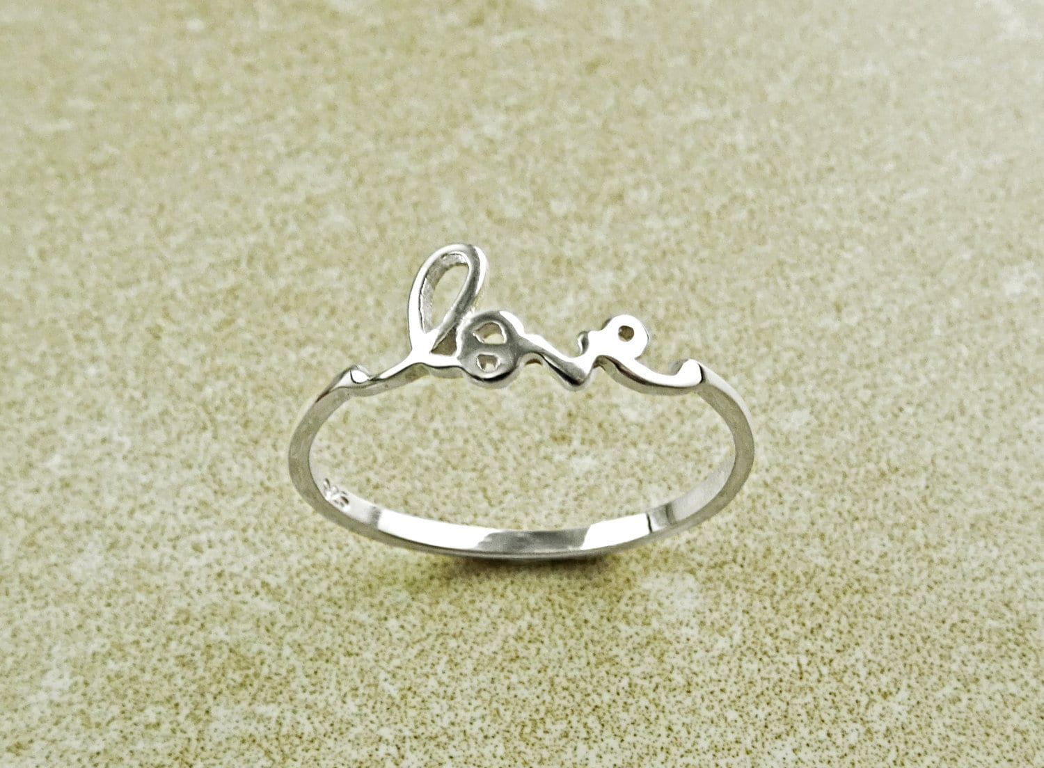 Love Ring, Sterling Ring, Dainty Engraved Writing Script Love Ring, Lovers Jewelry, Promise Ring, Thin Stackable Ring, Valentine's Day Gifts