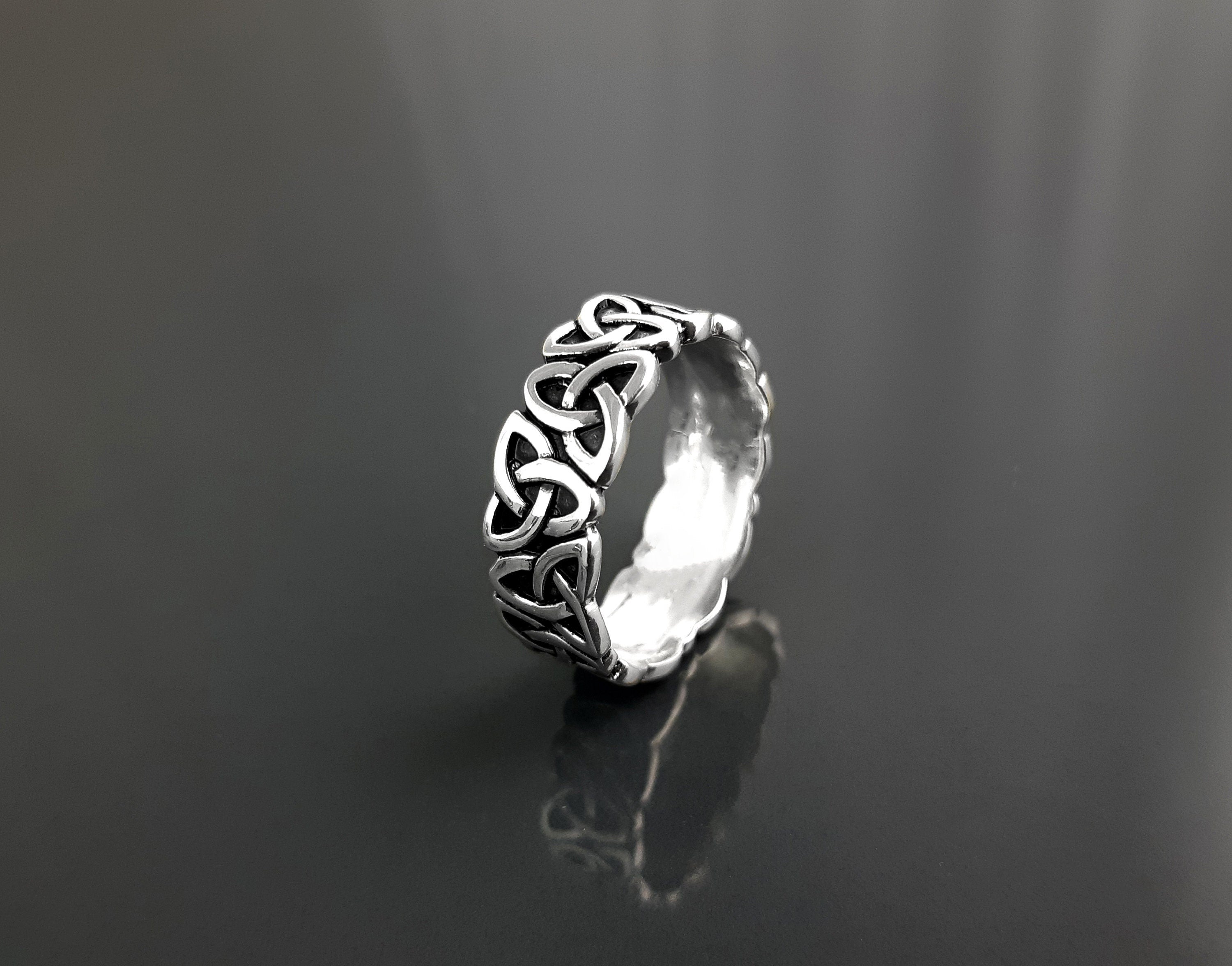 Sterling Silver Triquetra Ring, Norse Viking Celtic Knot Band