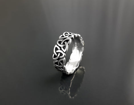 Sterling Silver Triquetra Ring, Norse Viking Celtic Knot Band