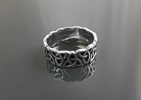 Sterling Silver Triquetra Ring, Norse Viking Celtic Knot Band