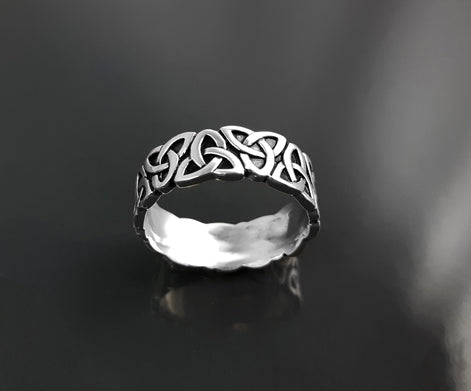 Sterling Silver Triquetra Ring, Norse Viking Celtic Knot Band