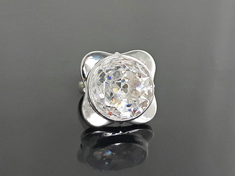 Statement Square Ring, Sterling Silver Ring, Unique Statement Silver Ring, Four-Leaf Clover Ring, set with a Majestic White, Cubic Zirconia.