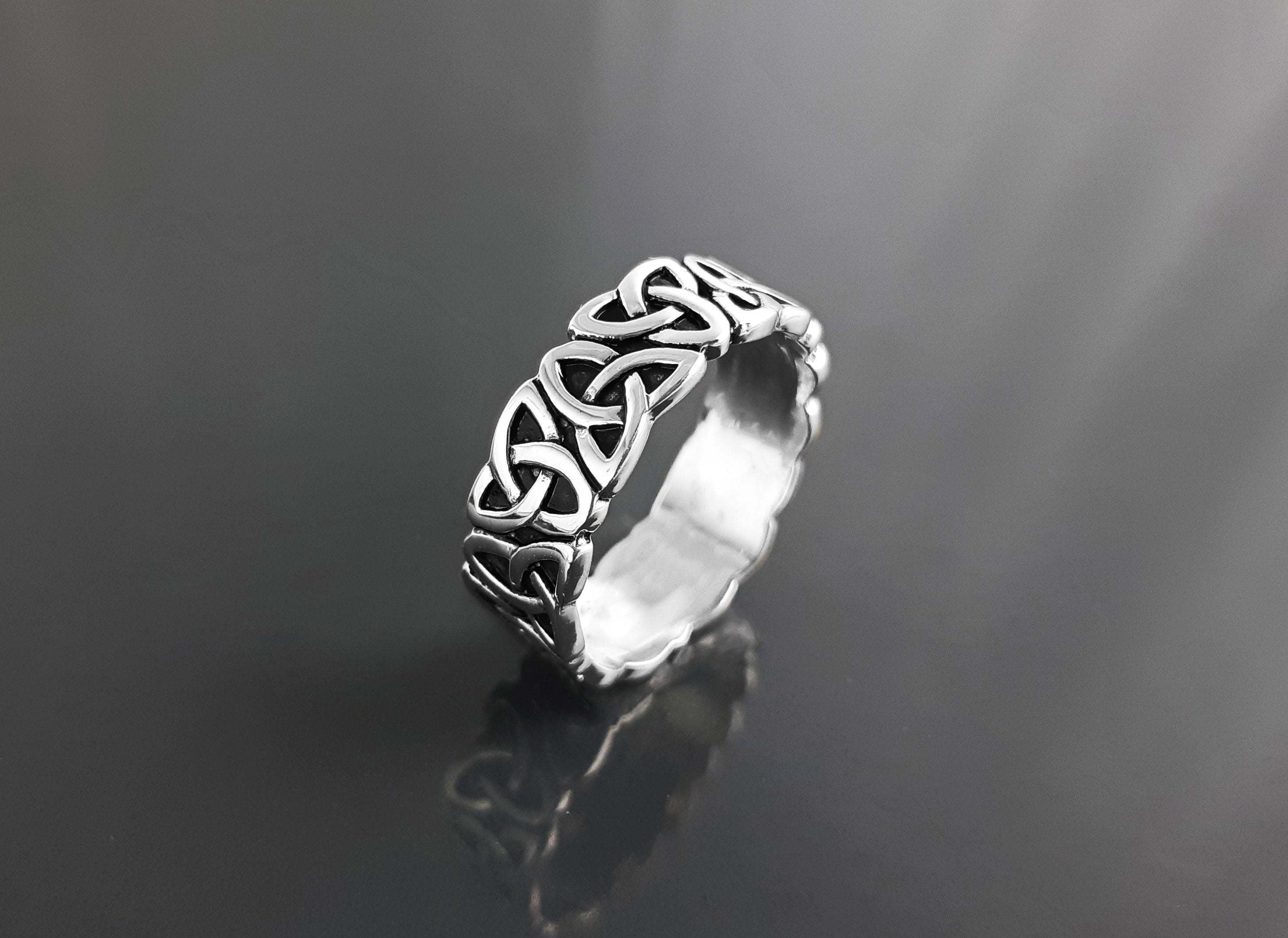Sterling Silver Triquetra Ring, Norse Viking Celtic Knot Band