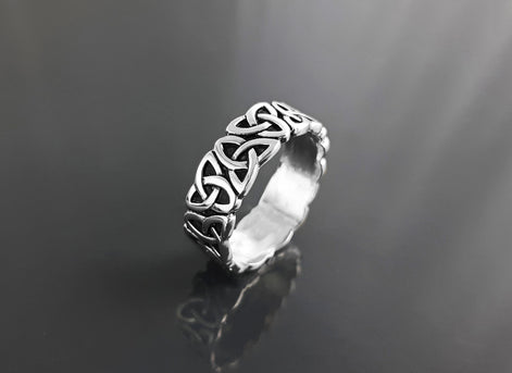 Sterling Silver Triquetra Ring, Norse Viking Celtic Knot Band