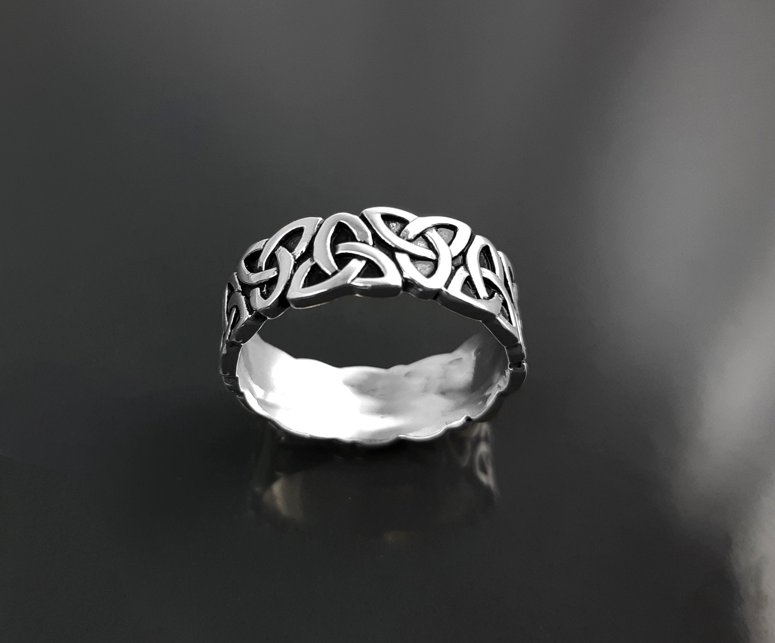 Sterling Silver Triquetra Ring, Norse Viking Celtic Knot Band