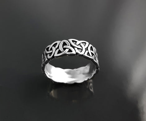 Sterling Silver Triquetra Ring, Norse Viking Celtic Knot Band