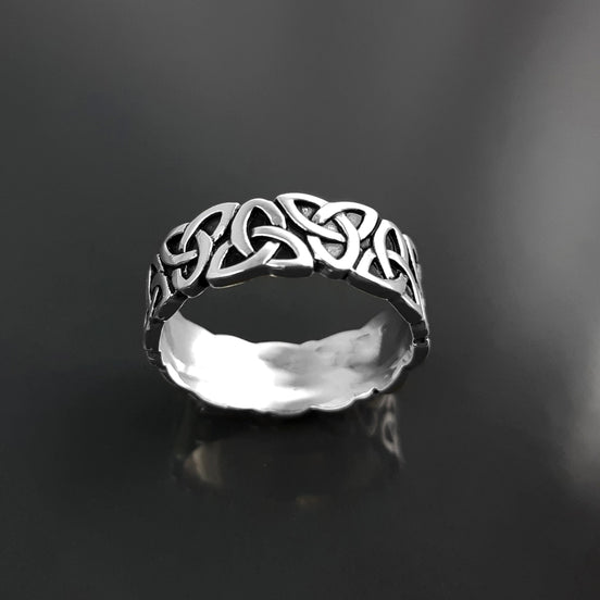 Sterling Silver Triquetra Ring, Norse Viking Celtic Knot Band