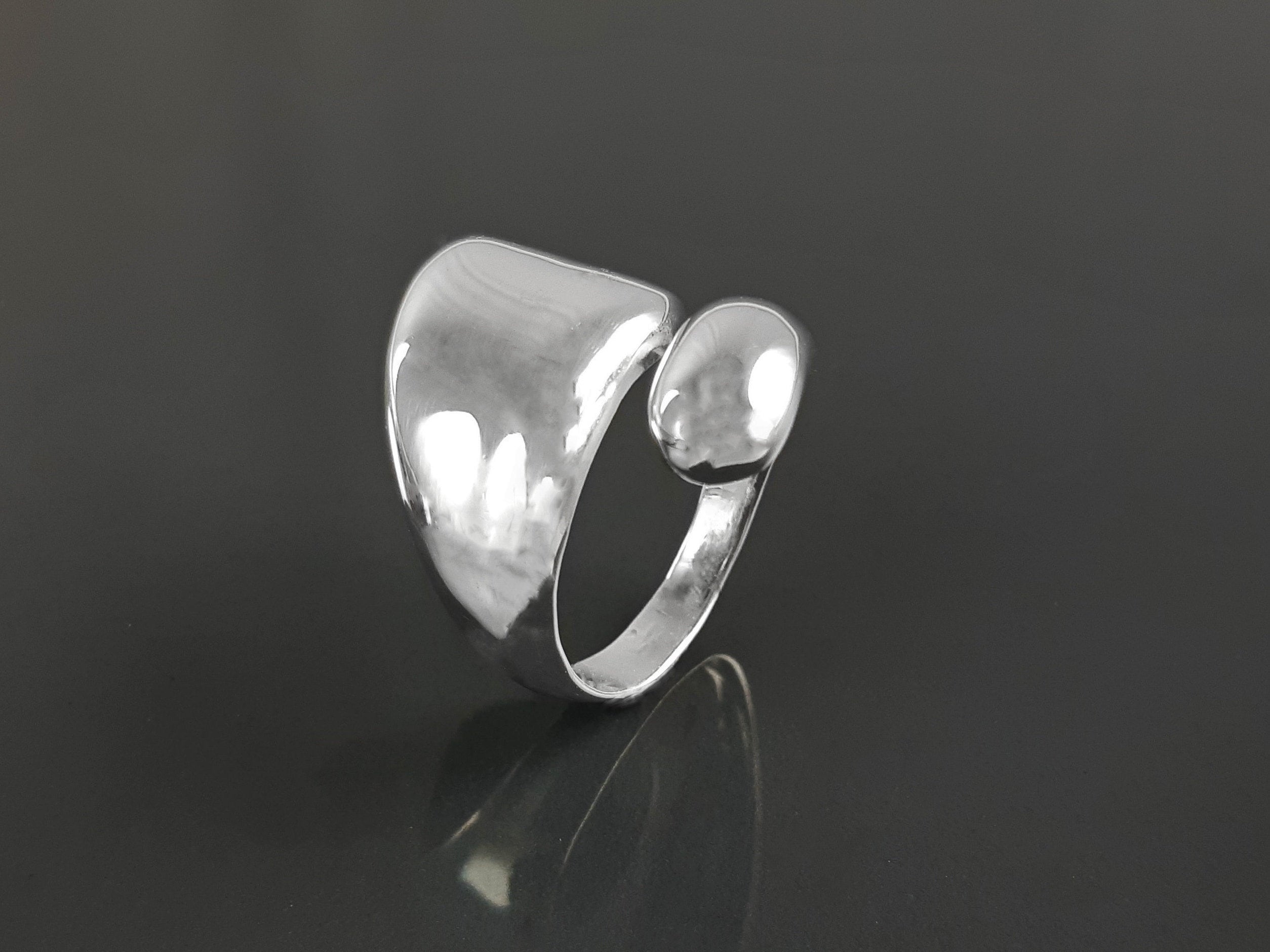 Modern Sterling Silver Bypass Open Ring