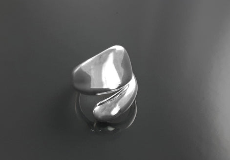 Modern Sterling Silver Bypass Open Ring