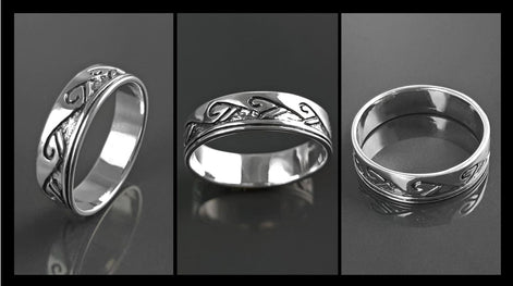 Tribal Wave Ring, Sterling Silver, Surfer Beach Band, Carved Ocean Waves Pattern, Unique Ocean Jewelry, Unisex ring