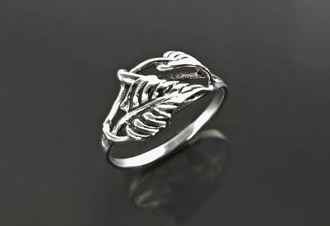 Leaf Ring, Sterling Silver, Plant Ring, Filigree Branch, Open Work Ring, Skeleton Leaves Veins Ring