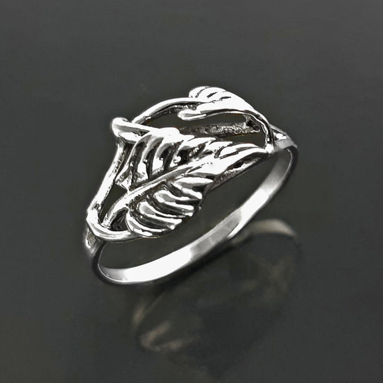 Leaf Ring, Sterling Silver, Plant Ring, Filigree Branch, Open Work Ring, Skeleton Leaves Veins Ring