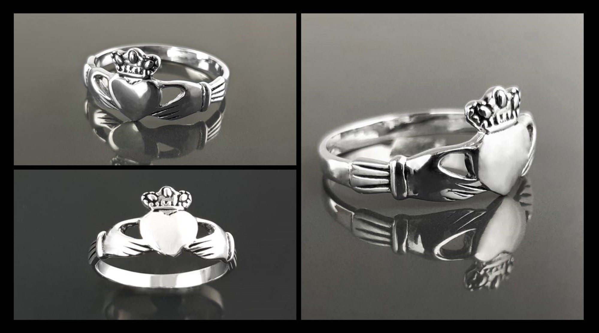 Claddagh ring, Celtic Sterling Silver Ring, Claddagh Promise Ring, Celtic Engagement Promise Crown Ring Irish Traditional, Friendship ring
