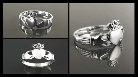 Claddagh ring, Celtic Sterling Silver Ring, Claddagh Promise Ring, Celtic Engagement Promise Crown Ring Irish Traditional, Friendship ring
