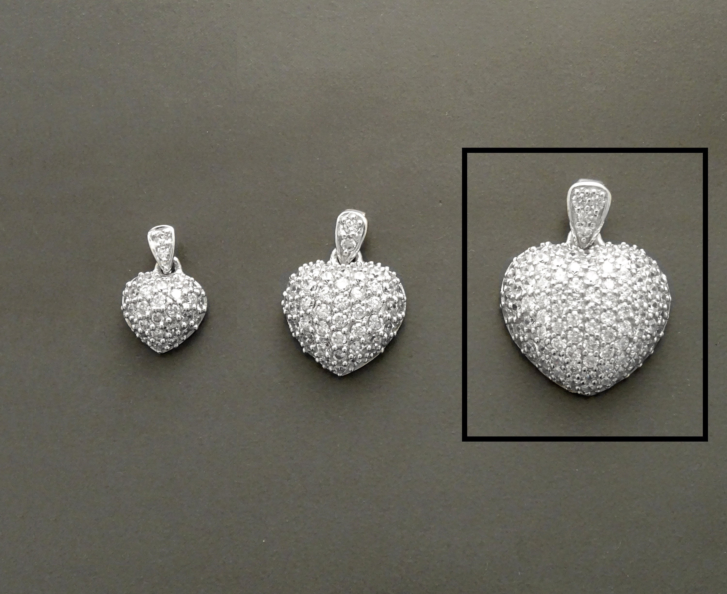 Forever Pave Diamond Heart Necklace by KRAMIKE • Love Necklace for Girlfriend • Perfect Gift for Wife • Sterling Silver • Size L • KP003