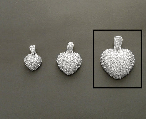 Forever Pave Diamond Heart Necklace by KRAMIKE • Love Necklace for Girlfriend • Perfect Gift for Wife • Sterling Silver • Size L • KP003