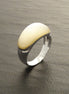 White Stone Ring, Sterling Silver, Mother of Pearl Shell, Domed Stone Ring, Dome Ring, Horizontal Ring, Woman Modern Jewelry