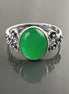 Jade ring, sterling silver, genuine Natural green jade oval stone, dainty small green gemstone jewelry, comfortable vintage style