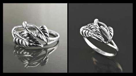 Leaf Ring, Sterling Silver, Plant Ring, Filigree Branch, Open Work Ring, Skeleton Leaves Veins Ring
